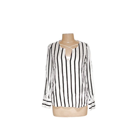 Express White Striped Petite Blouse - Size PS - Picture 1 of 4